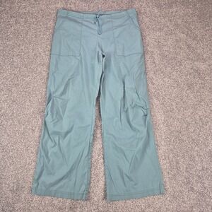 Be Present Yoga Pants Womens Large Teal Wide Leg Made in USA